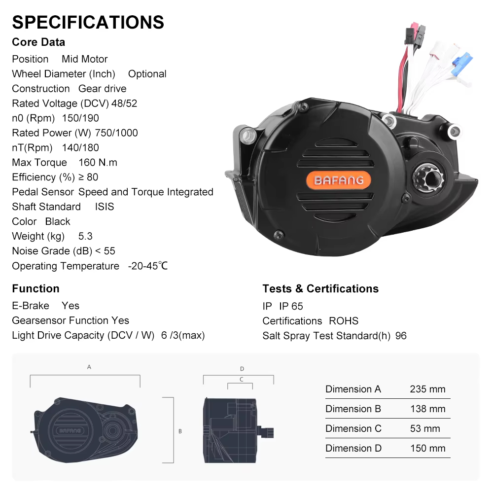 Ebike Bafang M620 G510 48/52V  - Mid Drive Motor Kit 52V 1000W review and price